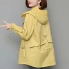 Trencher Superior Quality Windbreaker Women Hooded Trench Coat 2023 New Spring and Autumn Korean Loose Overrock Middleaged Female Jacke