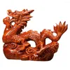 Figurine decorative Drago zodiacale Ornamenti intagliati in legno Decorazione per ufficio Artigianato (palissandro) Modelli Figurine cinesi di buon auspicio