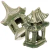 Tuindecoraties 2 stuks miniatuur paviljoen standbeeld decor mini beeldje Chinese stijl sculptuur