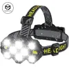 充電式10 LEDヘッドランプ懐中電灯ホワイトレッドライトヘッドランプライトライトアウトドアキャンプサイクリングランニングフィッシングヘッドライト240301