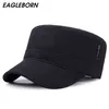 Eagleborn 2020 Classic Vintage Flat Top Mens Washed Caps and Hat Justerbar monterad tjockare mössa Vinter varma militära hattar för män T241F