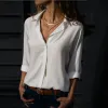 Shirt 8XL lente chiffon shirt dames top blouses wit zwart losse shirts revers knop omhoog werkshirt met lange mouwen oversize blusas mujer