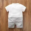 Jumpsuits 2020 Nieuwe Collectie Zomer en Lente Baby Boy Gentleman Faux-twee Overalls Romper (losse vorm) Baby Boy Kleding L240307