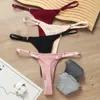 Sexiga thong kvinnor trosor bomull underkläder kvinnor g-sträng fast färg kvinnliga underbyxor intimat underkläder s-l