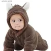 Jumpsuits 0-1T Newborn Baby Rompers Spring Autumn Warm Fleece Baby Boys Costume Girls Clothing Overall Toddler Infant Outwear Jumpsuits L240307