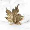 Pins, Brooches Crystal Maple Leaf Brooch Gold Diamond Dress Business Suit Brooches Scarf Buckle Cor Women Men Fashion Jewelry Will An Dh4Ge