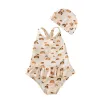 Swimwear Girls carine senza schienale floreale Onepiece costume da bagno baby bikini da bagno con cappello vacanza in spiaggia solare per le vacanze in spiaggia per bambini bambini chic swimsuit chic chic