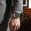 男性用のカレンファッションスポーツクロノグラフ腕時計ステンレススチールストラップ時計自動日付240227