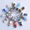 Pendentif colliers en gros 24 pcs/lot fleur de verre coloré colonne hexagonale perles collier pendentifs pour femmes bijoux de mode