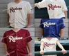 Heren Dames Jeugd Frisco RoughRiders Beige Rood Blauw Aangepaste dubbel gestikte shirts honkbalshirts Highquality1940358