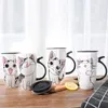 Tasses Tasse à café en céramique de chat mignon avec couvercle grande capacité Animal créatif Drinkware tasses à thé cadeaux de nouveauté tasse à lait