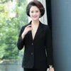 Women's Suits Middle-Aged Mother Thin Blazer Women Spring Autumn Fashion Single-Breasted Casual Short Suit Jacket Female Slim Tops H3088