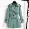 Trench Spring Autumn Trench Coat Women 2023 Nya koreanska dubbelbröstade allmatch casual brittisk stil vindbrytare kvinnlig ytterkläder