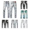 Roxo Marca Jeans Homens Designer Mens Skinny Luxo Moda Angustiado Rasgado Motociclistas Mulheres Denim Carga para Homens Calças Pretas Buraco Quebrado Skinny Jean