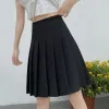 Saia de verão cor sólida plissada saia feminina estilo coreano bonita mini saia para meninas moda uniforme escolar