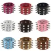 Mode röd punk spik armband breda läderarmband för kvinnor män goth flicka manschett armband med päckad armband smycken