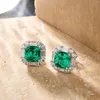 Orecchini a bottone Donna S925 Argento Lab Grown Gems Moissanite Smeraldo Quadrato Gioielli per ragazze per la festa