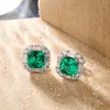 Brincos femininos S925 prata laboratório cultivado gemas moissanite esmeralda quadrada joias para meninas para festa