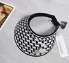 Novo houndstooth vazio superior chapéu de sol feminino nova proteção uv chapéu de palha ao ar livre personalizado chapéu de sol carta chapéus de sol