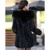 Women's Haining Hat Long Slim Fit Fox Imitation Fur Warm Coat 432240