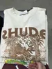 23ss Rhude Designer Hommes T-shirt Été Tissu Lourd Couple T-shirts De Mode Pour Femmes Hommes Short À Manches Courtes Top Qualité Homme Tee Taille US S-XL 8973