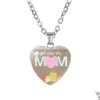 Pendentif Colliers Nous t'aimons maman collier meilleur jamais verre coeur forme pendentifs chaînes d'argent pour les femmes maman fête des mères bijoux de mode Dhqy9