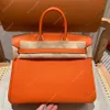 Sac de créateur de mode grand fourre-tout sacs à main de luxe 35cm togo cuir véritable fil ciré à la main sac à coudre pour femme avec boîte poche intérieure fente poche à rabat rose orange