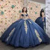 Dorcess granatowa sukienka Quinceanera 2024 Ballkleider Sparkle Vestido de 15 XV Anos Debiutante Sukienka urodzinowa ze złotą koronką Sweet 16 imprezowa suknia imprezy Elegancka sukienka konkursowa sukienka