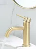 Bathroom Sink Faucets Brushed Gold 304 Stainless Steel Faucet Nordic Light Luxury Single Hole Toilet Basin