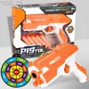 Gun Toys Children Bullet Toy Pistolet Podręcznik pistoletu pistolet pistolet kolorowy kolorowy plastikowy model strzału z pudełkiem chłopcy prezent urodzinowy YQ240307