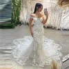 Luxury Boho Lace Mermaid Wedding Dresses Chapel Train Off the Shoulder Sexy Beach Brudklänningar Sleeless Bohemian Bride Formal Wear 2024 Vestido de Novia