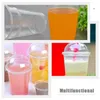 Engångskoppar sugrör 40/50 st 460/600 ml transparent plast mjölk te juice kall dryck smoothie dryck med lock