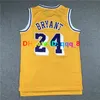 8 24 Bryant Maglia da basket Throwback Bean The Black Mamba T-shirt da uomo Viola Nero Giallo 2001 2002 1996 1997 Taglia S-XXL