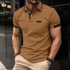 T-shirt a maniche corte da uomo con bottoni solidi di nuova vendita calda da uomo estiva con pelle resistente alle rughe di alta qualità 240307