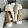 Päls varm försäljning 2023 Autumn/Winter New Slim Large Collar Fox Fur Coat Goose Down Inner High Quality Warm Fluffy Big Collar Short Suede