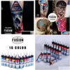 Tatoeage-inkten Nieuwe Fusion 30 ml / fles Tattoo Airbrush-inkt 16 kleuren Pigmentset voor lichaamsverf Kleurgereedschap Drop-levering Gezondheid Schoonheid Dh7Lg