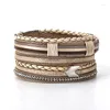 Charm Bracelets ZG Bracelet For Women Vintage Charms Bohemian Multilayer Braided Ethnic Arrow Pattern Wide Bangle Female Jewelry