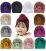 Accessoires Nouveau-né pour tout-petit enfants bébé fille fille turban coton bonnet d'hiver hiver chaude capuche noue solide enveloppe douce 18 color1059560