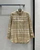 24SS Мужская рубашка дизайнерская рубашка с длинными рукавами оверсайз женская рубашка клетчатая рубашка на пуговицах в стиле Британской академии березово-коричневая классическая винтажная рубашка из поплина в клетку 1008