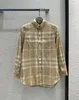 Kobiety z kapturem dla kobiet i odzież sportowa designerka odzieży wierzchniej koszule damska Brytyjska akademia Brown Brown Classic Vintage Plaid Poplin Shirt 1008