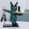 Modern Tray Storage Dog Statues Sculptures Home Decoration Living Room Desktop Display Animal Art Resin Ornaments House Gift 240304