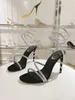 العلامة التجارية الصيفية الشهيرة Rene Caovilla Women Margot Sandals Shoes Spiral Crystals تلتف Strappy Party Wedding Lady Gladiator Sandalias EU35-43
