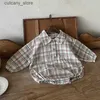 Jumpsuits Plaid Long Sleeve Button Spring Summer Cotton Infant Rompers Turn Down Collar Fashion Streetwear Baby Romper Unisex L240307