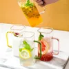 Wine Glasses 400ml Square Glass Mug With Lid And Straw Breakfast Milk Cup Microwave Safe Transparent Party Beer Coffee Drinkware Bar Tool