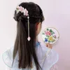 Hårtillbehör huvudbonadblomma Butterfly Pearl Ancient Style Hairpin Hanfu Comb Kinesiska barn