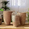 1 Pc Natural Wicker Planter Basket Flower Pot Home Garden Decor Laundry Bucket Tall Flower Basket Large Vase Nordic Style 240304