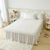 Einfarbiger Bettrock mit Spitze und Rüschen, 1 Stück Bezug für Schlafzimmer, rutschfeste Matratze, Bettlaken, Tagesdecke 240227