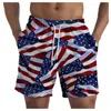 Men's Shorts Independence Day Print Loose-Fit Straight-Leg Beach Quick Dry Fashion Printed Surfing Swim Trunks Summersuits 2024