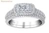 Lei anello nuziale Halo in argento sterling 925 per le donne Gioielli eleganti Principessa taglio incrociato AAAAA CZ Anelli di fidanzamento 2201214618180