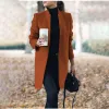 Blends 2022 New Winter Warm Topcoat Womens Artificial Wool Coat Trench Jacket Ladies Warm Long Overcoat Outwear Thick Clothes casaco